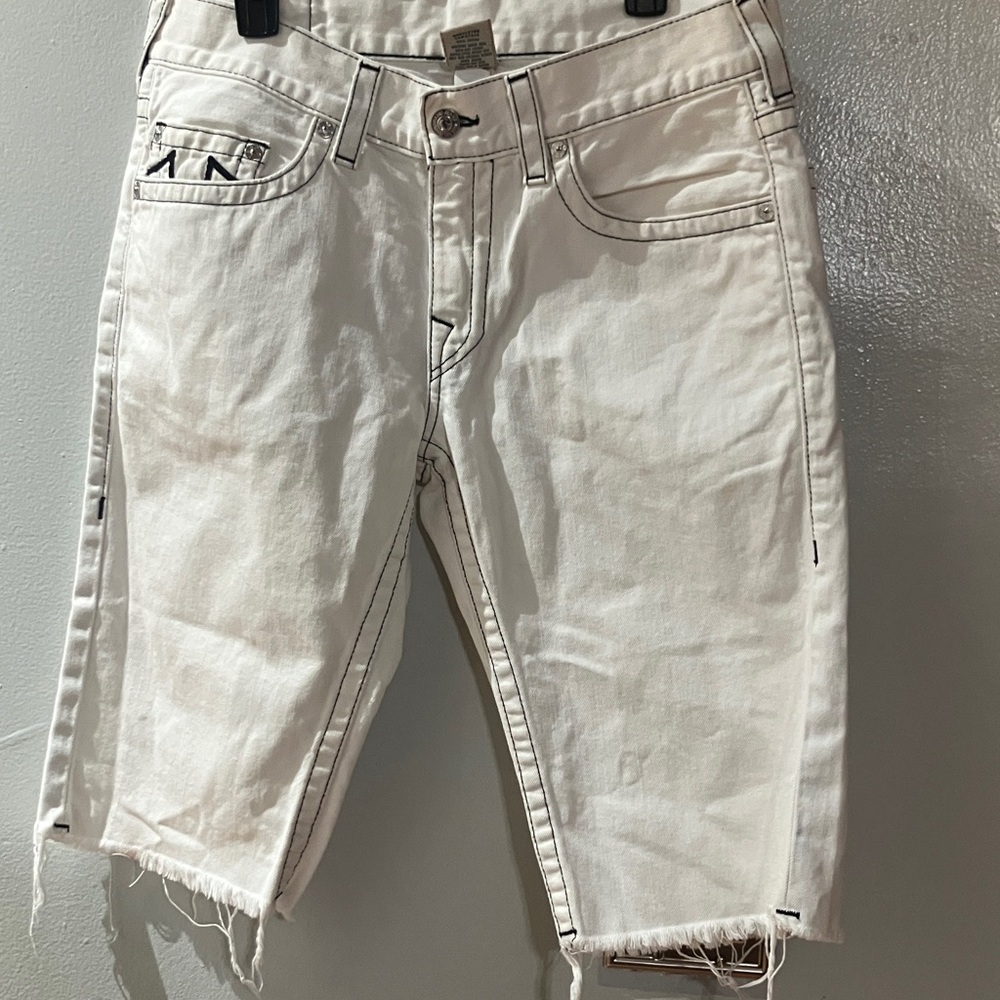 True Religion White Denim Shorts